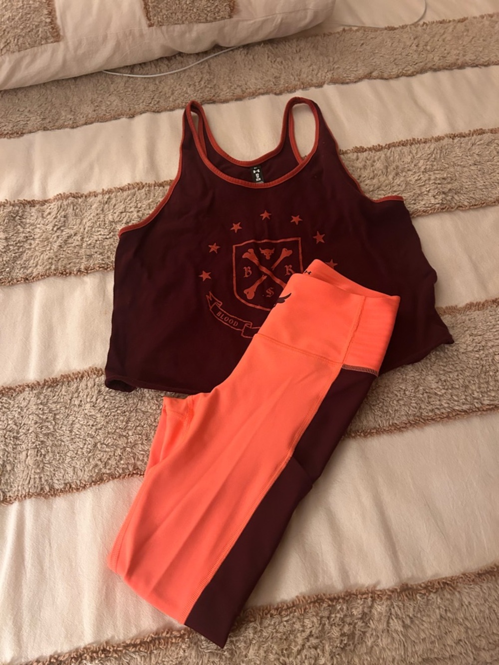 Under Armour Bright Coral High-Waist Leggings with Black Logo